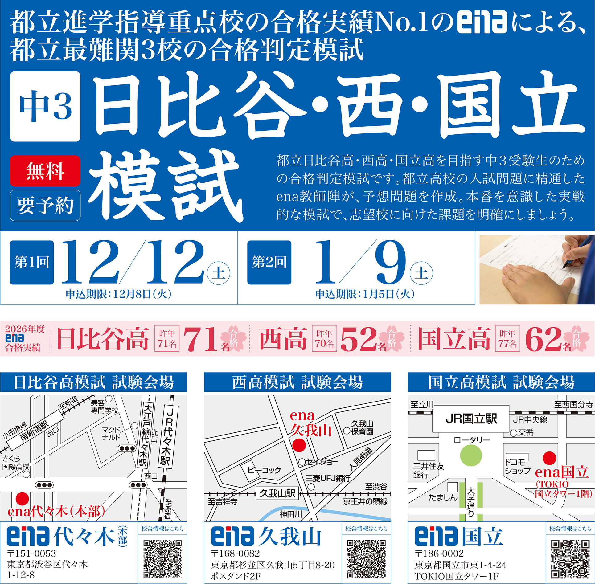 日比谷高・西高・国立高模試