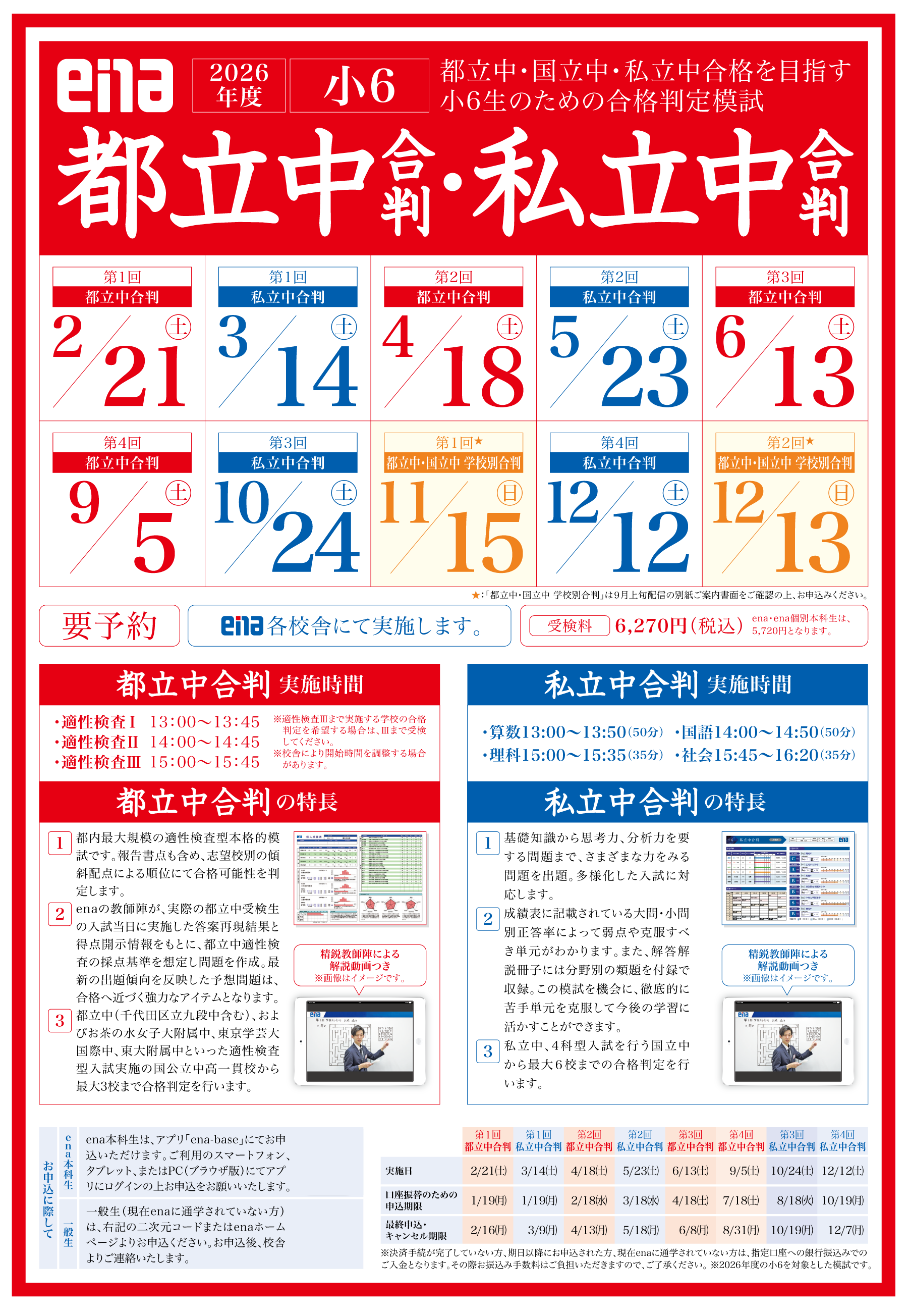 小6都立中合判・私立中合判｜進学塾ena