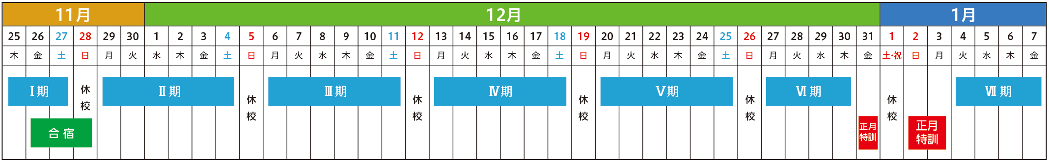 冬期講習会スケジュール